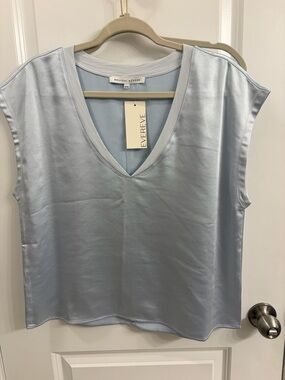 MELISSA NEPTON Light Blue Satin V-Neck Camisole